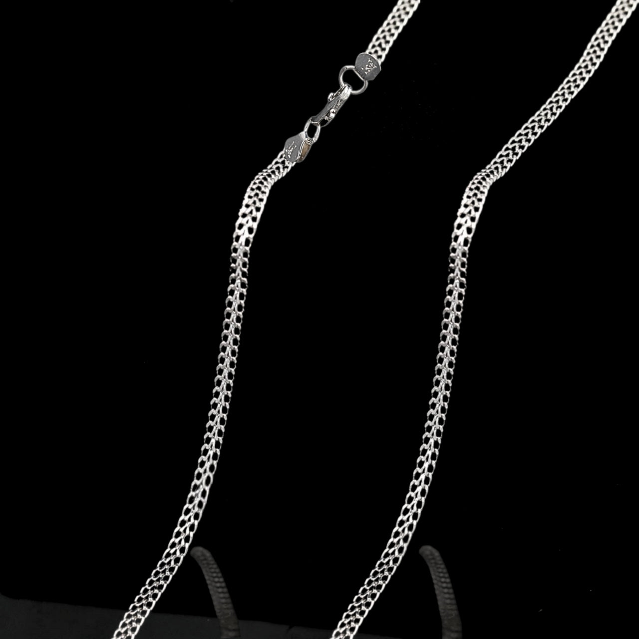 Cadena tejido serpiente delgada 60 cm | Baño de oro blanco