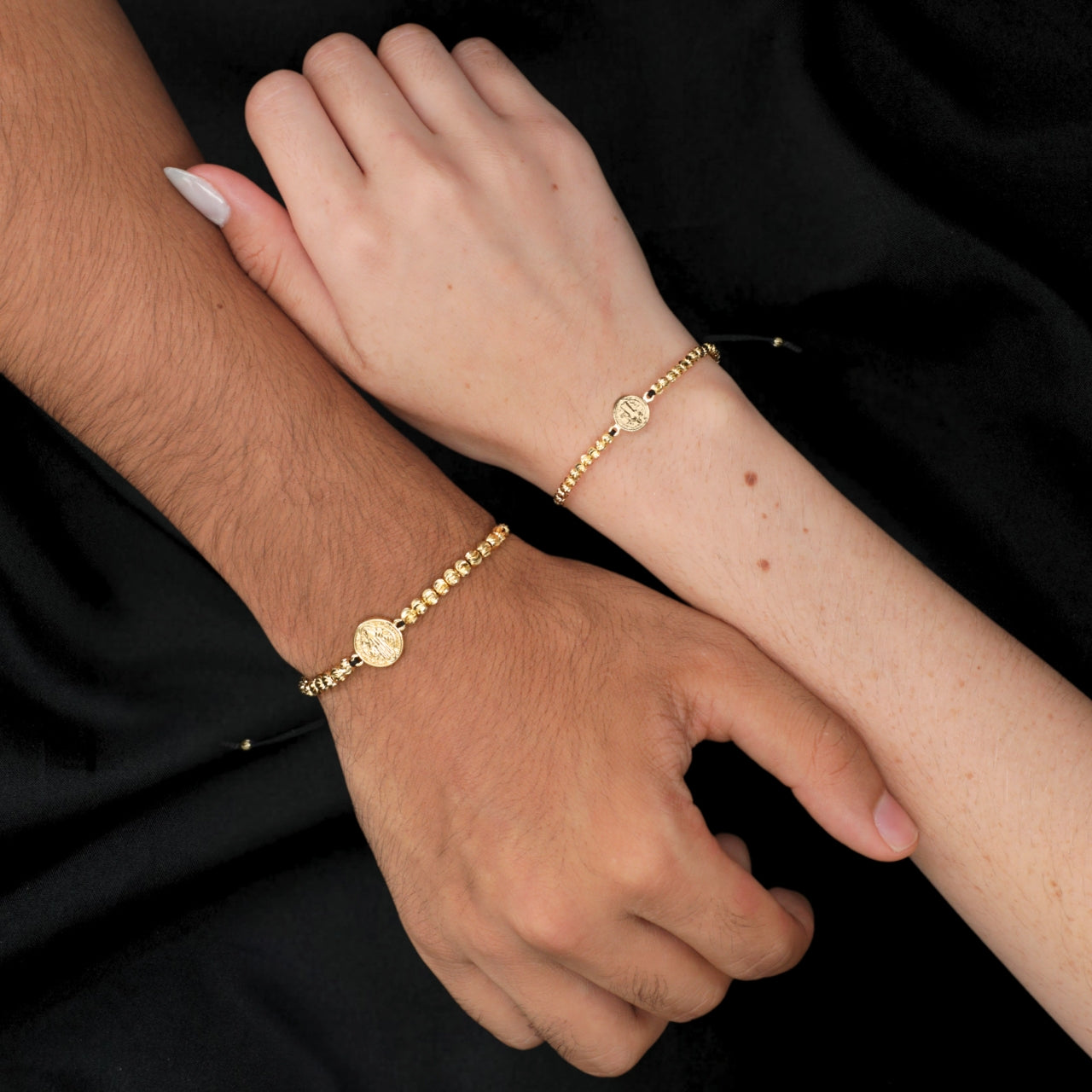 Duo Pulseras tejidas San Benito Balin diamantado