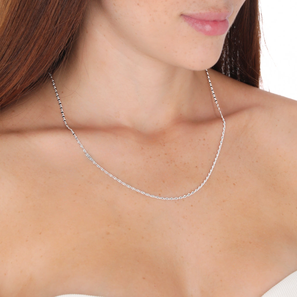 Cadena centro diamante 45 cm | Baño de oro blanco