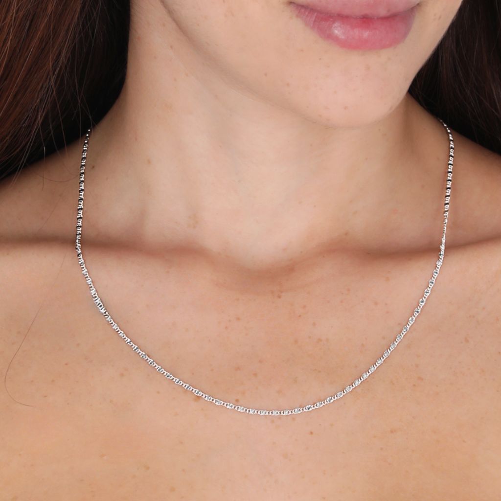 Cadena centro diamante 45 cm | Baño de oro blanco