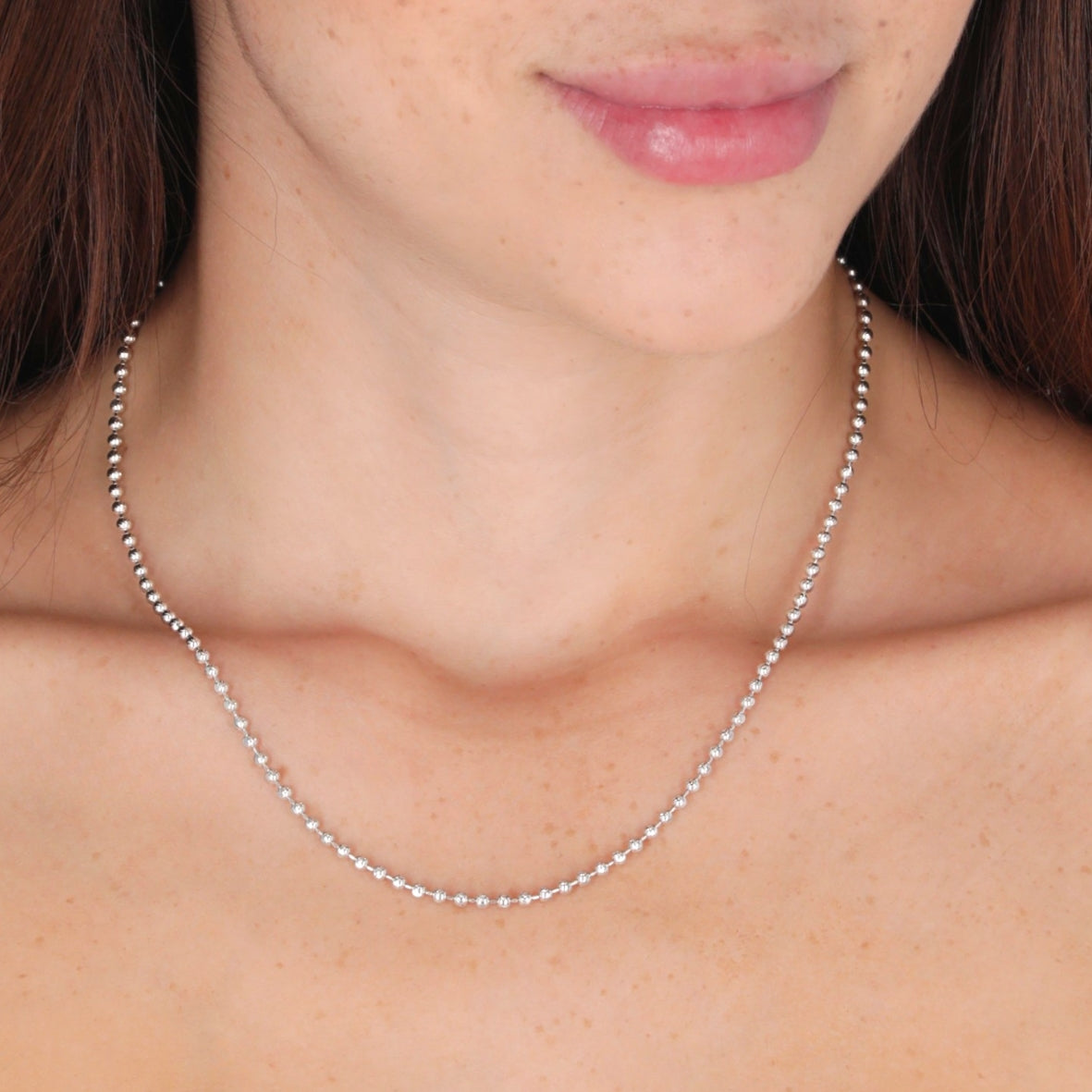 Cadena balin diamantado 2,2mm 45 cm | Baño de oro blanco