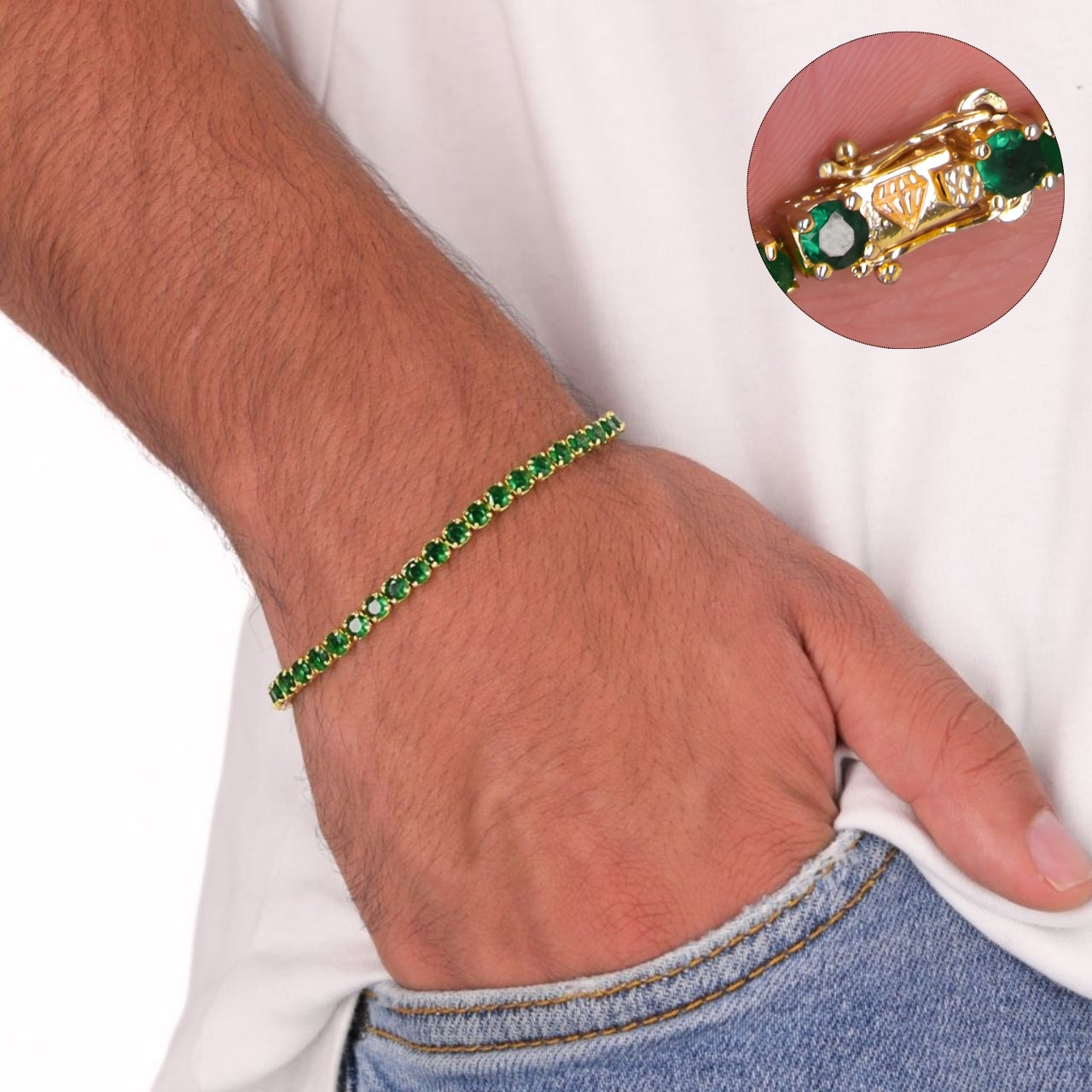 Pulsera Tennis semi esmeralda