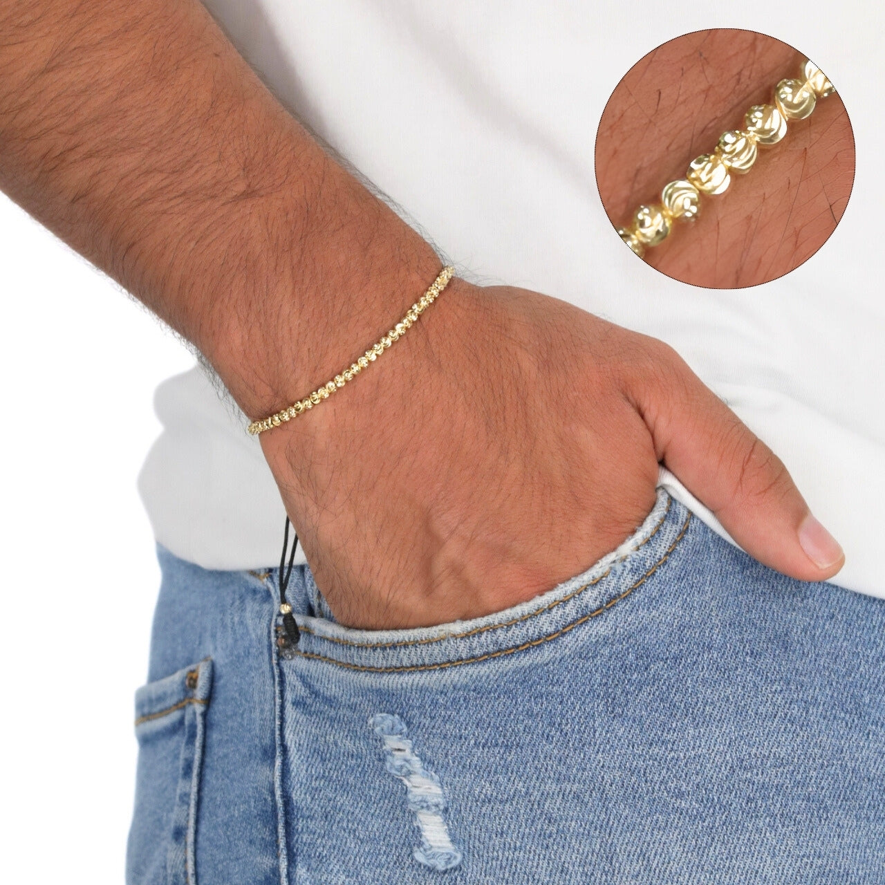 Pulsera tejida Balin diamantado 3mm continuo