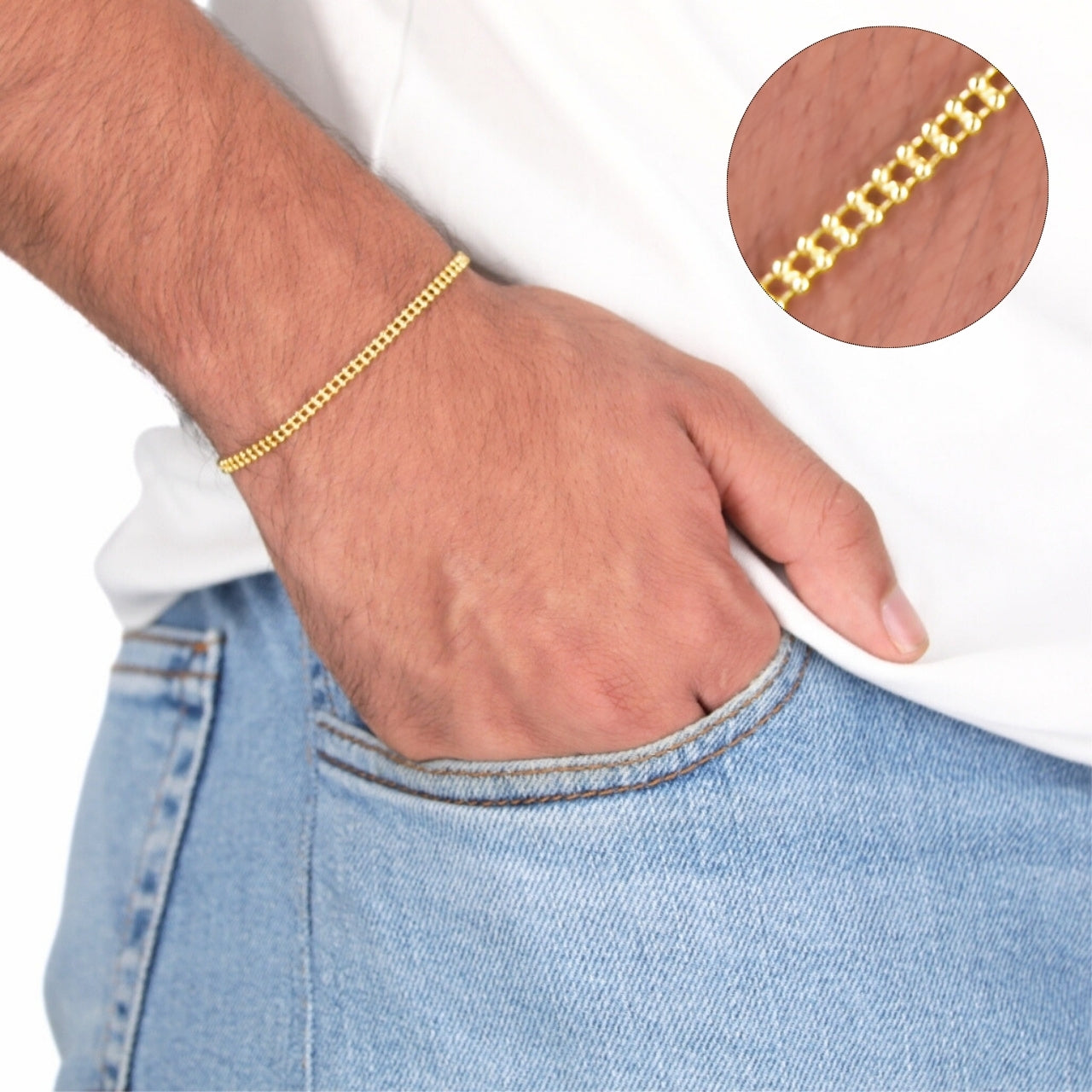 Pulsera AURUX doble carril con balin 16 cm Aj.