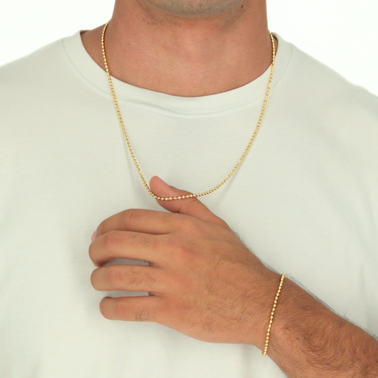 Combo AURUX Cadena mas pulsera Balin diamantado 2,2 mm